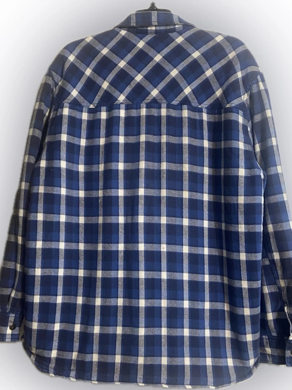 Big Mac Sz L Men’s Blue & White Plaid Snap-Front Flannel work Shirt/jacket